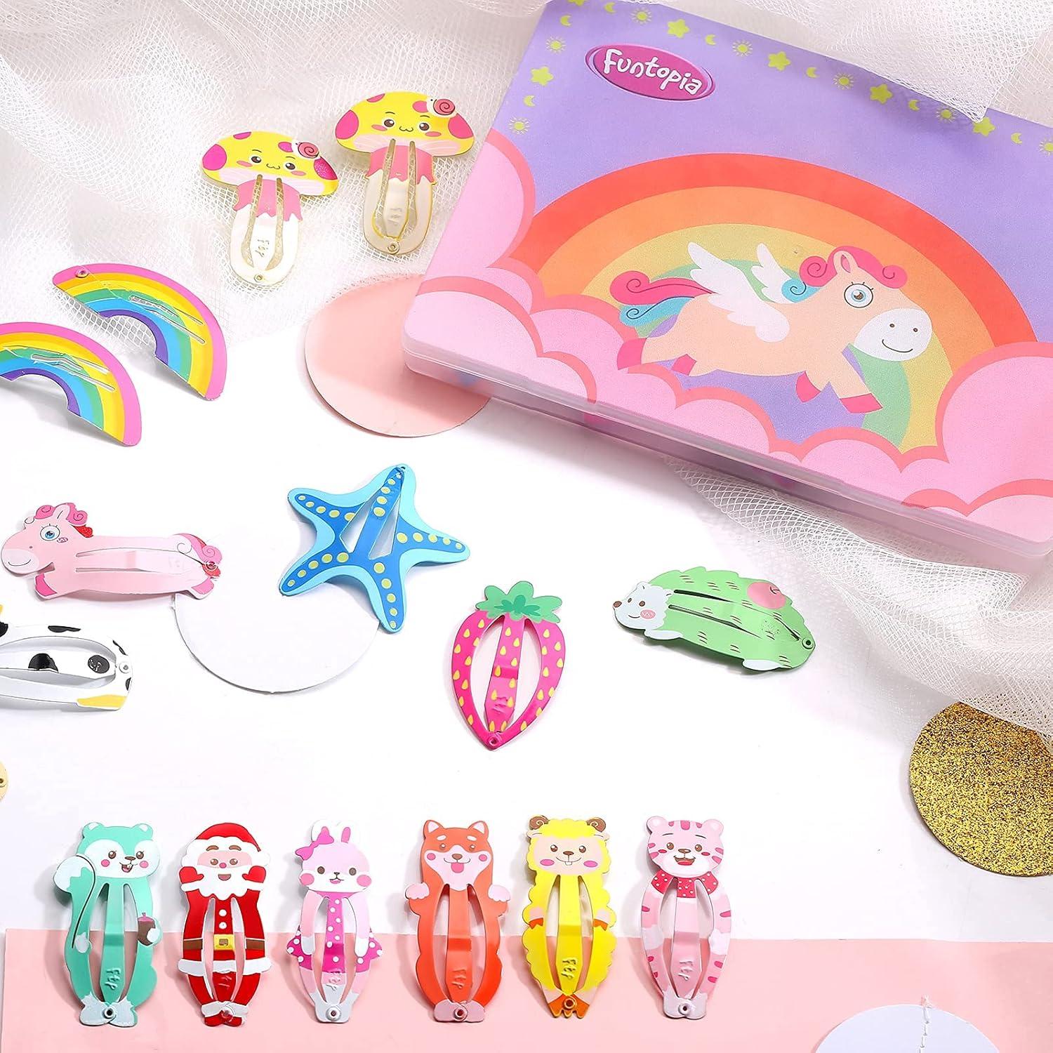 100 Stück Mädchen Haarspangen 5cm Cartoon Tier Metalldruck Clips