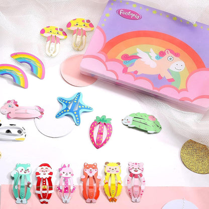 100 Stück Mädchen Haarspangen 5cm Cartoon Tier Metalldruck Clips