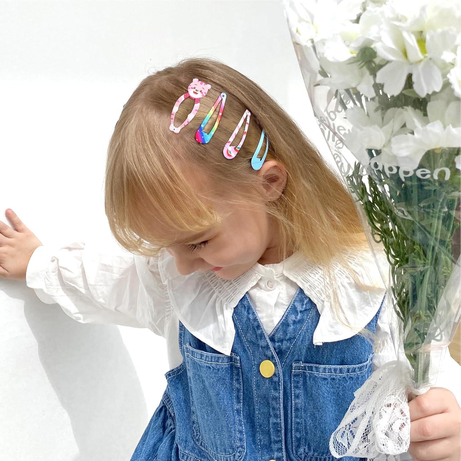 100 Stück Mädchen Haarspangen 5cm Cartoon Tier Metalldruck Clips
