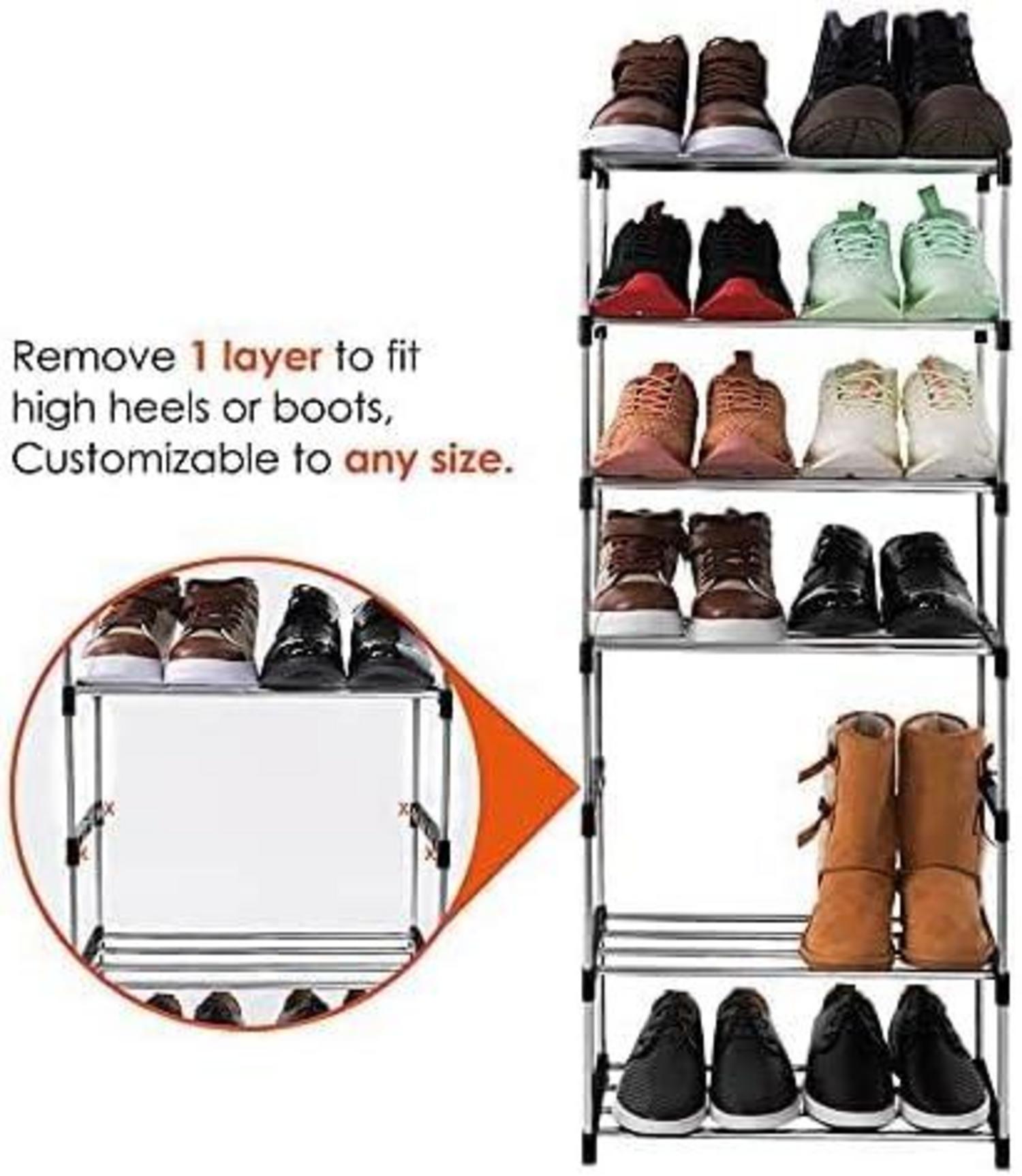 Schuhregal mit 4 Ebenen für 8 Paar Schuhe, Schwarz, Metall-Kunststoff-Mix