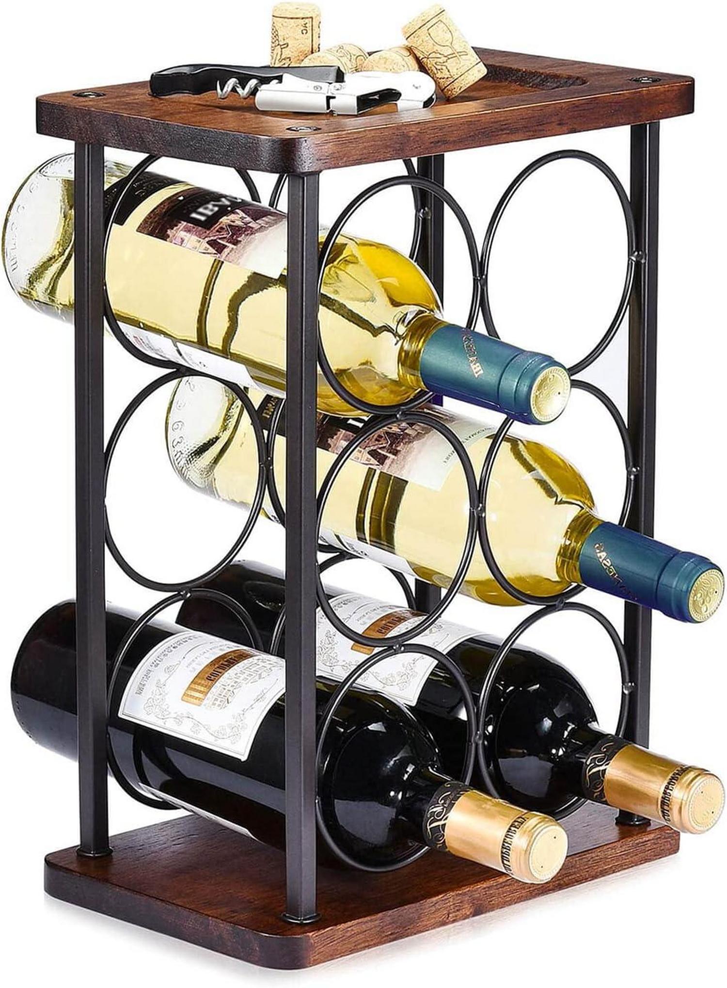 Weinregal aus Holz für 6 Flaschen - Freistehend & platzsparend