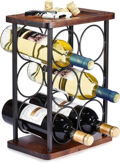 Weinregal aus Holz für 6 Flaschen - Freistehend & platzsparend