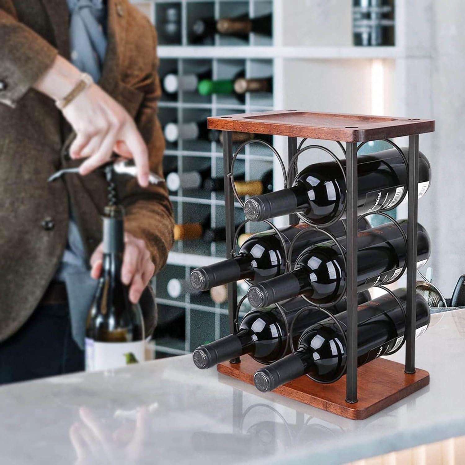 Weinregal aus Holz für 6 Flaschen - Freistehend & platzsparend