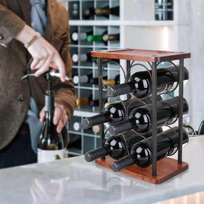 Weinregal aus Holz für 6 Flaschen - Freistehend & platzsparend