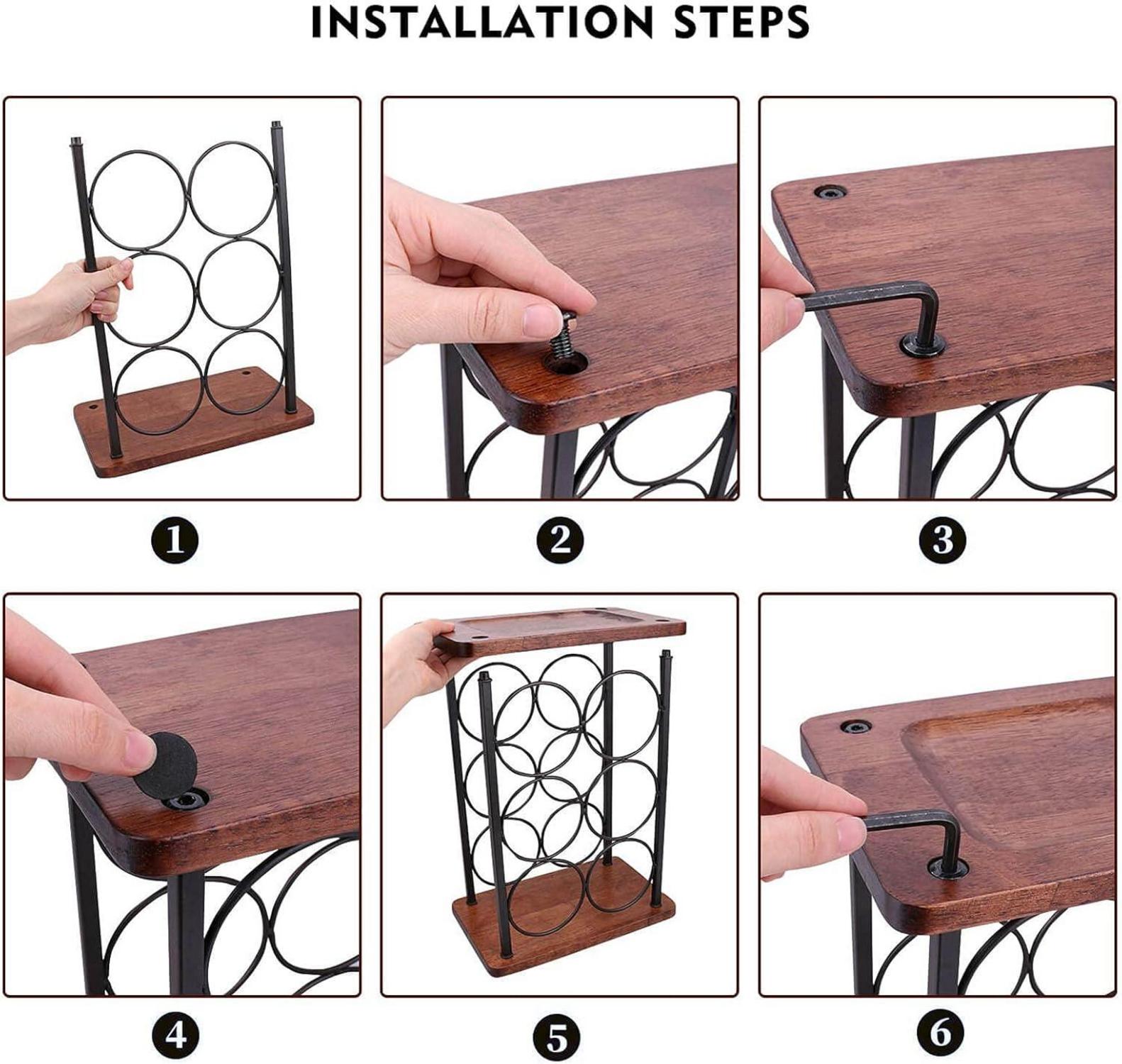 Weinregal Holz freistehend 6 Flaschen Weinflaschenhalter Stand