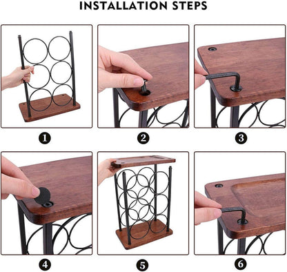 Weinregal Holz freistehend 6 Flaschen Weinflaschenhalter Stand