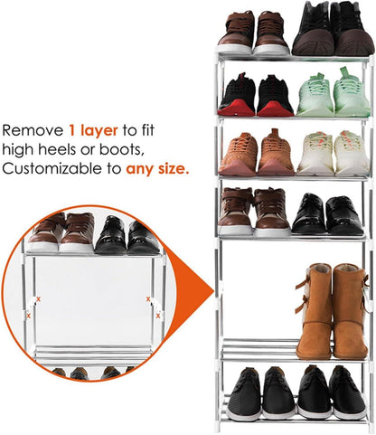 Kleines Schuhregal für 8 Paar Schuhe, 4 Ebenen Weißplatzsparend
