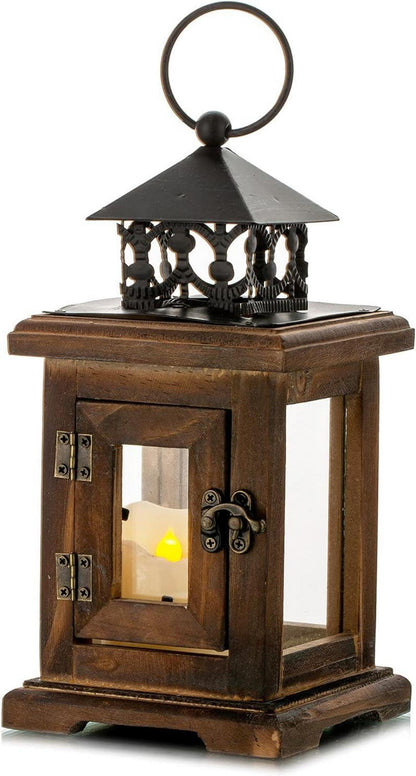 Holz Laterne Kerzenständer Windlicht Rustikal Vintage Outdoor Decor
