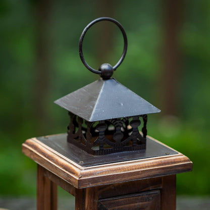 Romadedi Holzlaterne Kerzenständer Vintage Rustikal Windlicht 23cm Braun