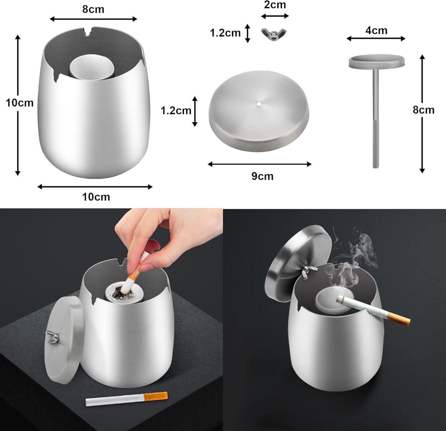 Y-home Groß Outdoor Aschenbecher mit Deckel - Edelstahl Windgeschützt für