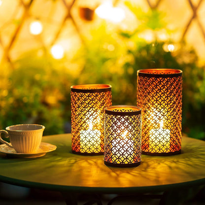 Kerzenhalter Set Schwarz Gold Metall 3er Teelicht