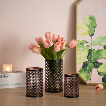 Kerzenhalter Set Schwarz Gold Metall 3er Teelicht