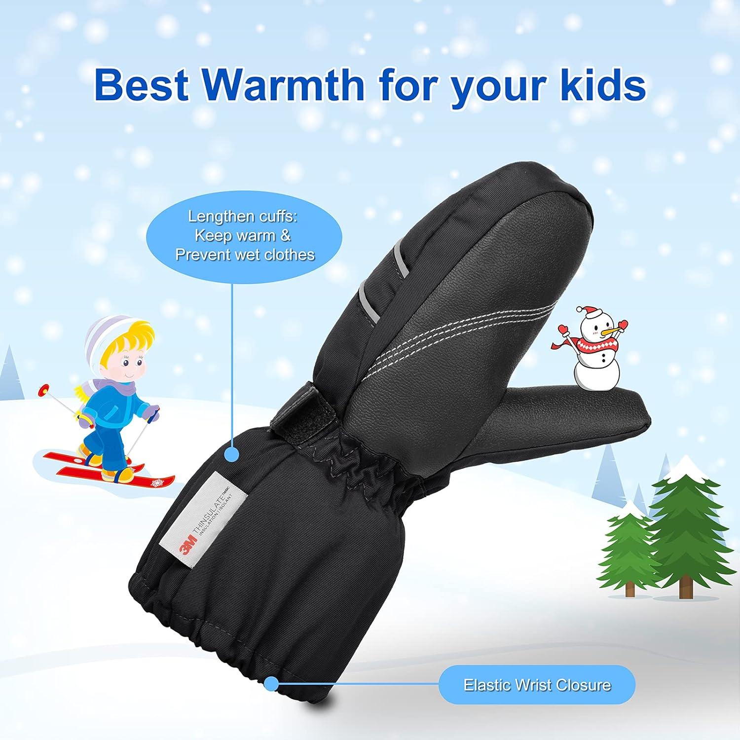Kinder Skihandschuhe Fäustlinge wasserdicht Winddicht Winter 6-8 Jahre