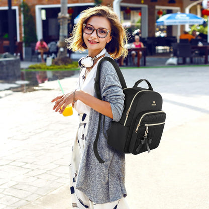 Rucksack Damen Klein Elegant Wasserdicht USB Schwarz