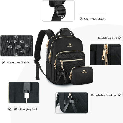 Rucksack Damen Klein Elegant Wasserdicht USB Schwarz