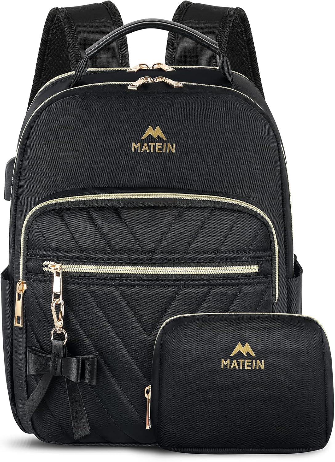 MATEIN Damen Rucksack Set Wasserdicht USB Ladeanschluss Schwarz
