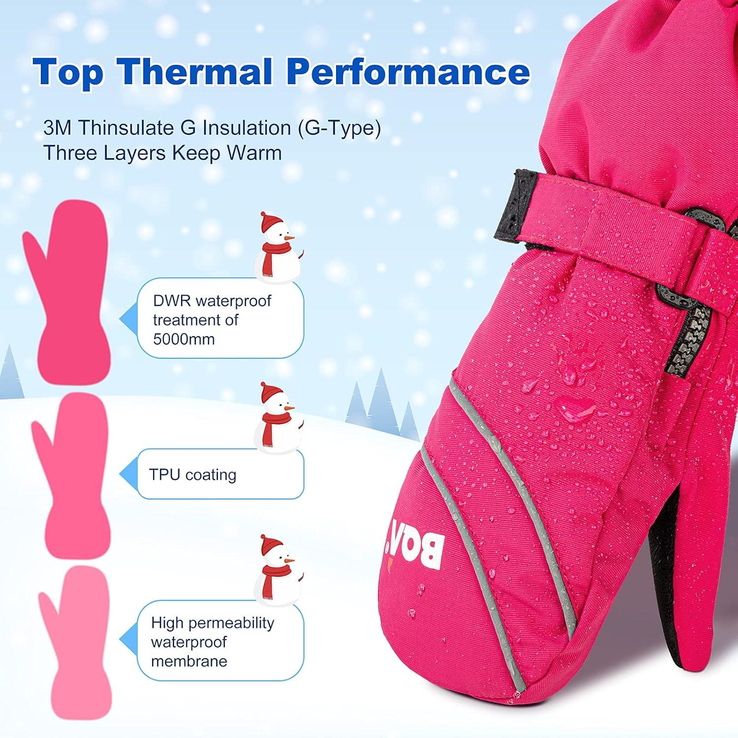 Kinder Skihandschuhe Fäustlinge wasserdicht und winddicht Thermo warme