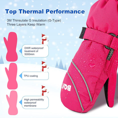 Kinder Skihandschuhe Fäustlinge wasserdicht und winddicht Thermo warme