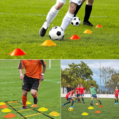 YGORTECH Fußball-Trainingsset 6m Koordinationsleiter & 12