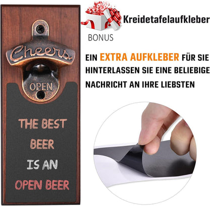 Wandflaschenöffner mit Magnet Bieröffner für Männer Geschenk Braun