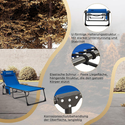 Campingliege Sonnenliege mit verstellbarem Rückenteil und Kopfkissen 2er Set