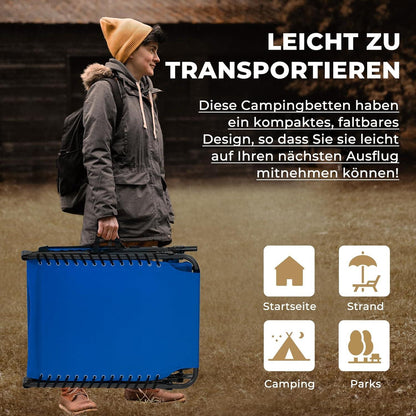 Campingliege Sonnenliege verstellbares Rückenteil Kopfkissen blau 2er Set