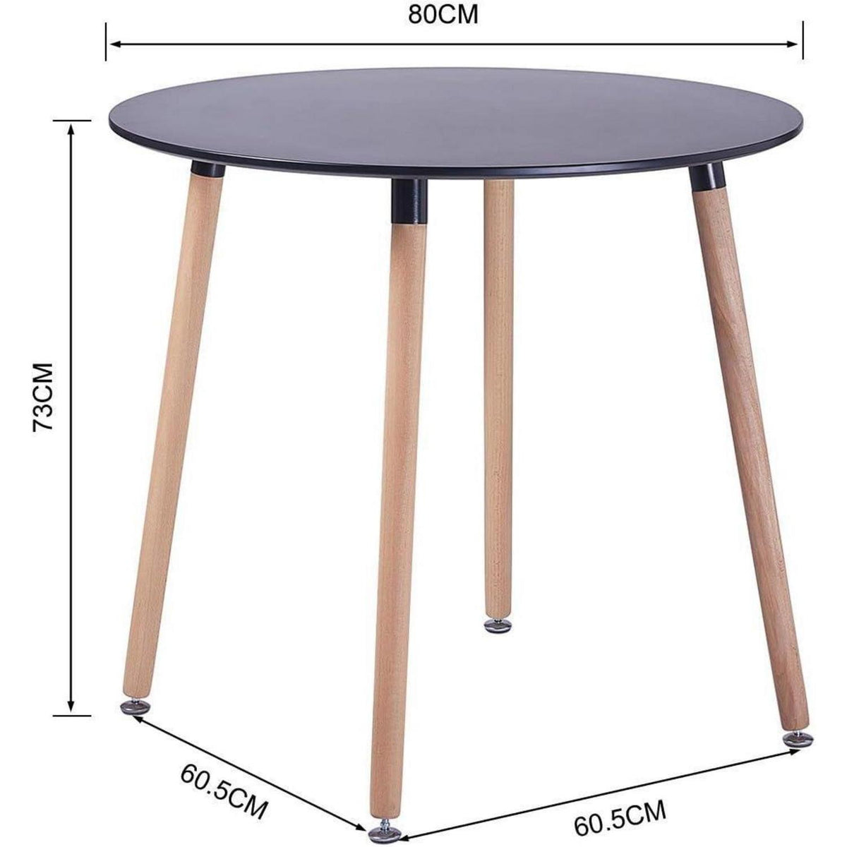 Runder Esstisch Set Schwarz Grau | Skandinavisch Holz 80cm