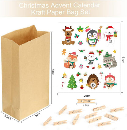 Adventskalender zum Basteln für Kinder 24 tüten Kraftpapier
