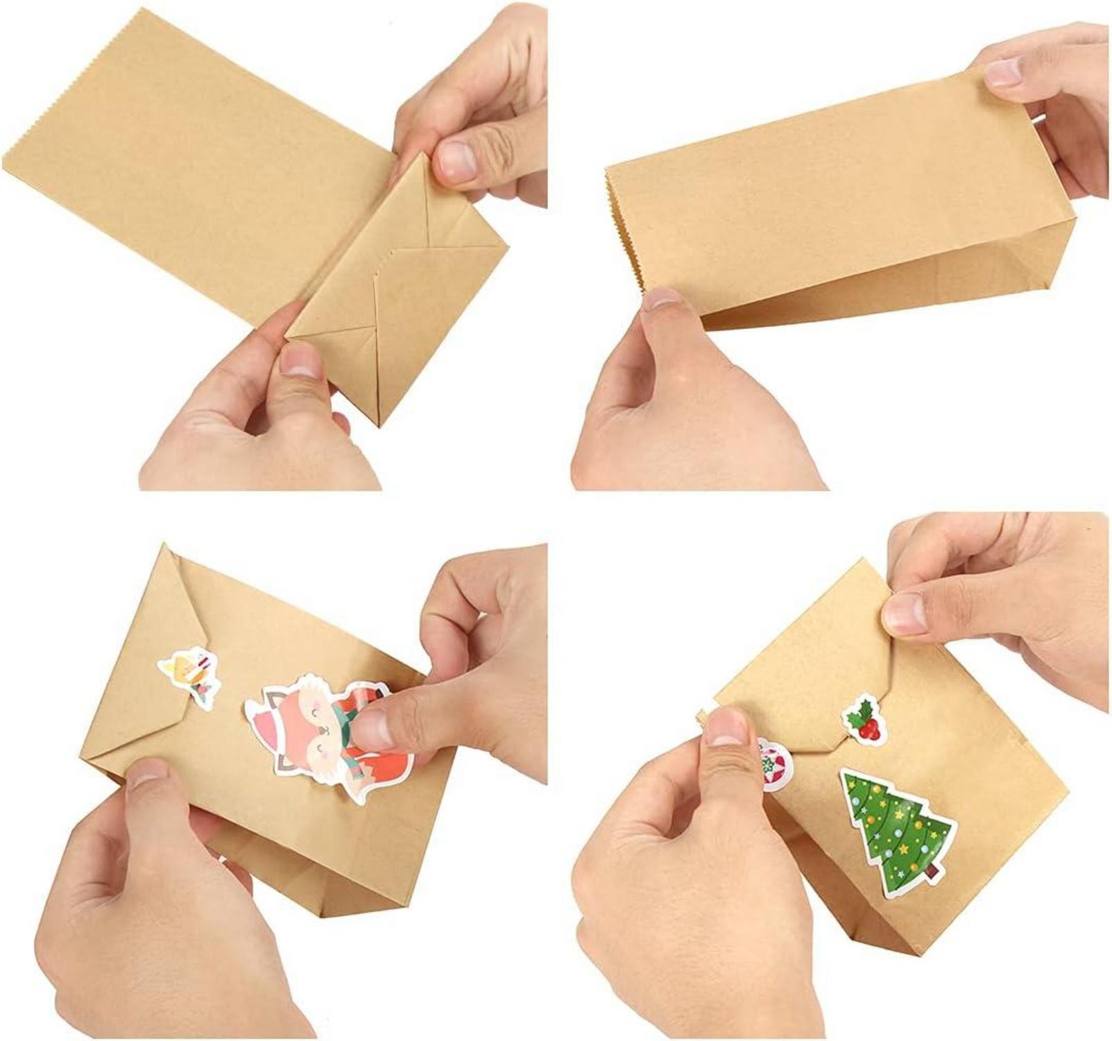 Adventskalender zum Befüllen Kinder 24 Tüten Weihnachtstiere Aufkleber