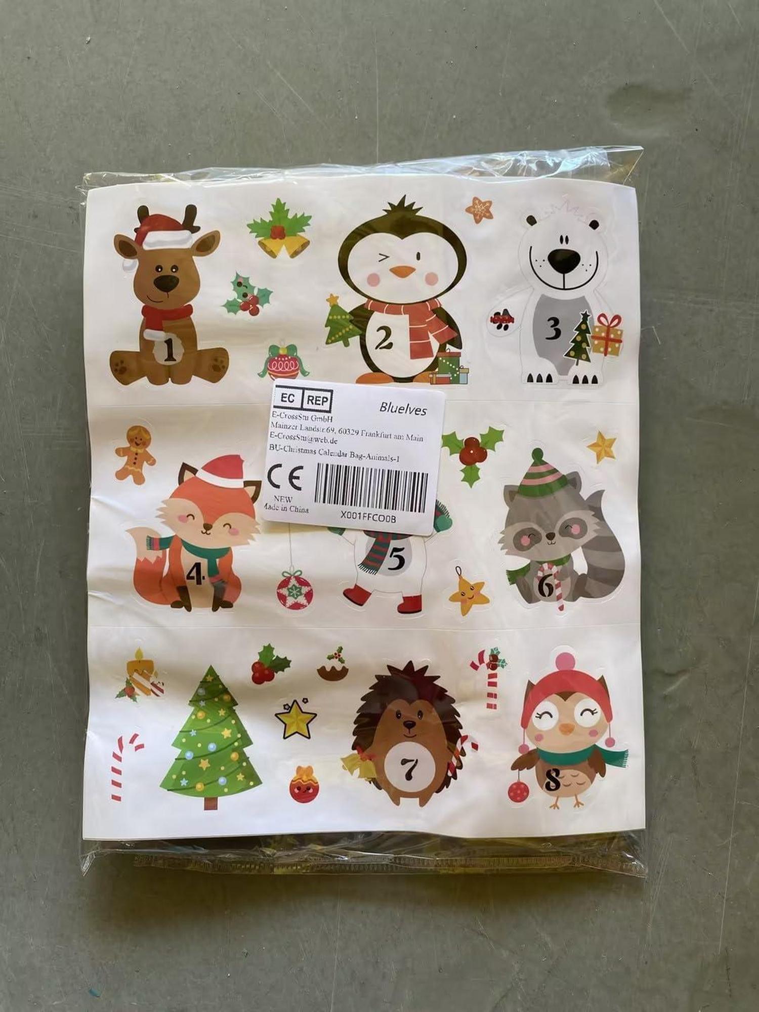 Adventskalender zum Befüllen Kinder 24 tüten DIY Weihnachtstiere