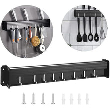 Küchenhakenleiste ohne Bohren mit Messerblock & 8 Haken