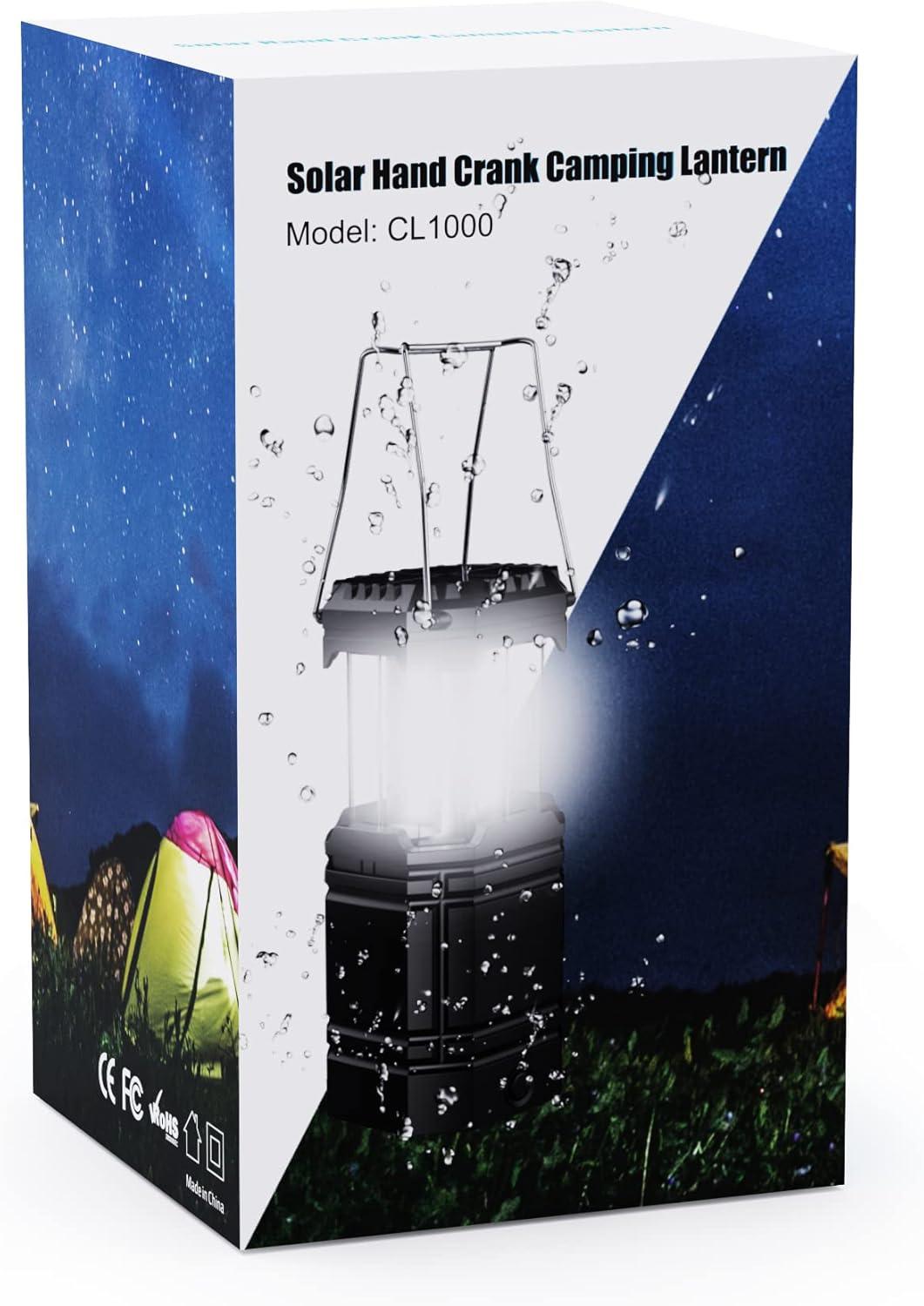 LED Campinglampe Solar Laterne 3000mAh Akku Handkurbel Outdoor Grün