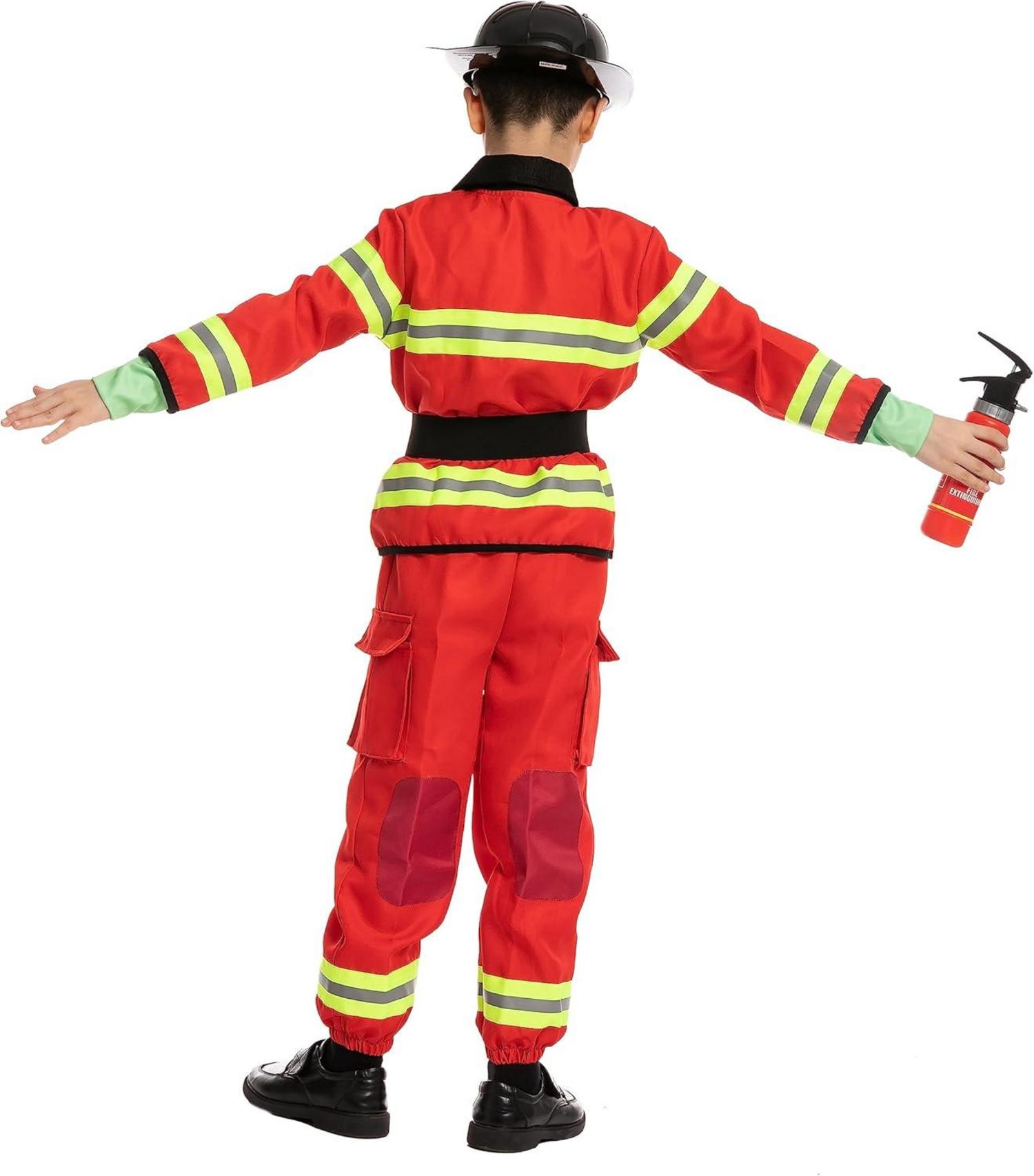 Kinder Feuerwehrmann Kostüm Set Feuerlöscher Halloween Verkleidung 3T-10T
