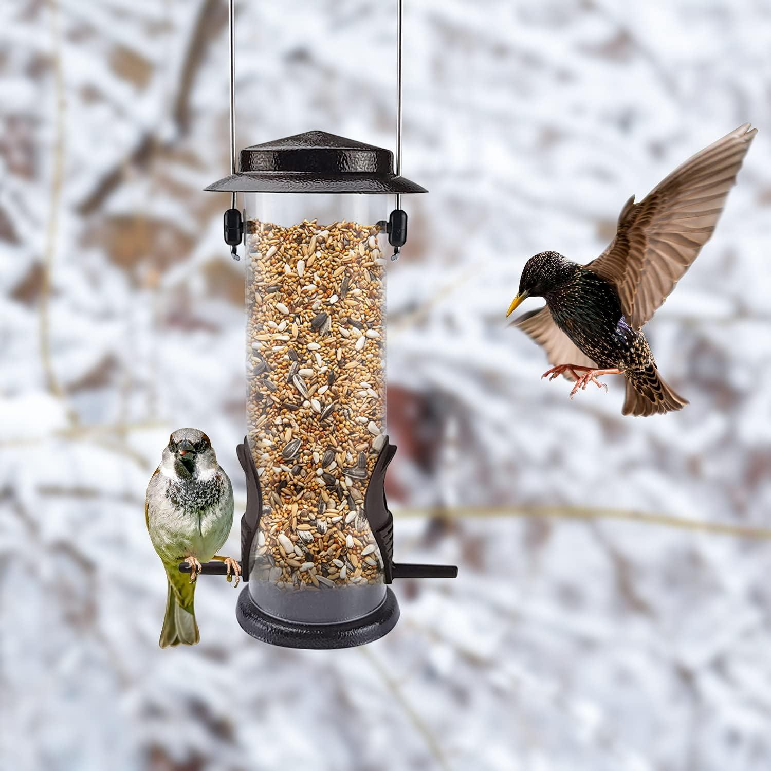 Futterspender Edelstahl für Wildvögel 2er Set Kaffee