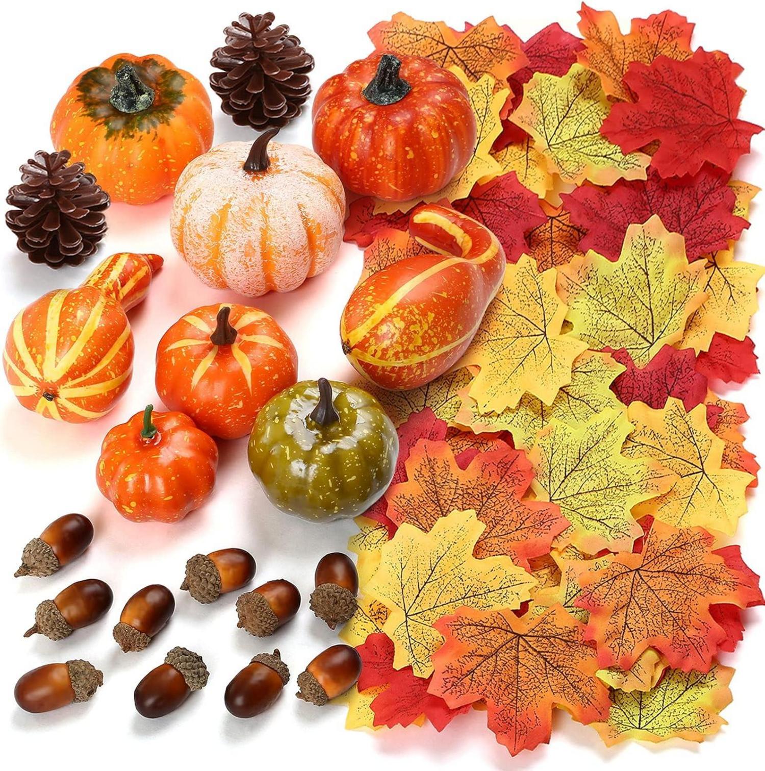 Herbst Deko Set Kürbis Ahornblatt Halloween Tischdeko