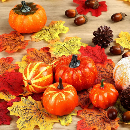 Herbst Deko Set Kürbis Ahornblatt Halloween Tischdeko