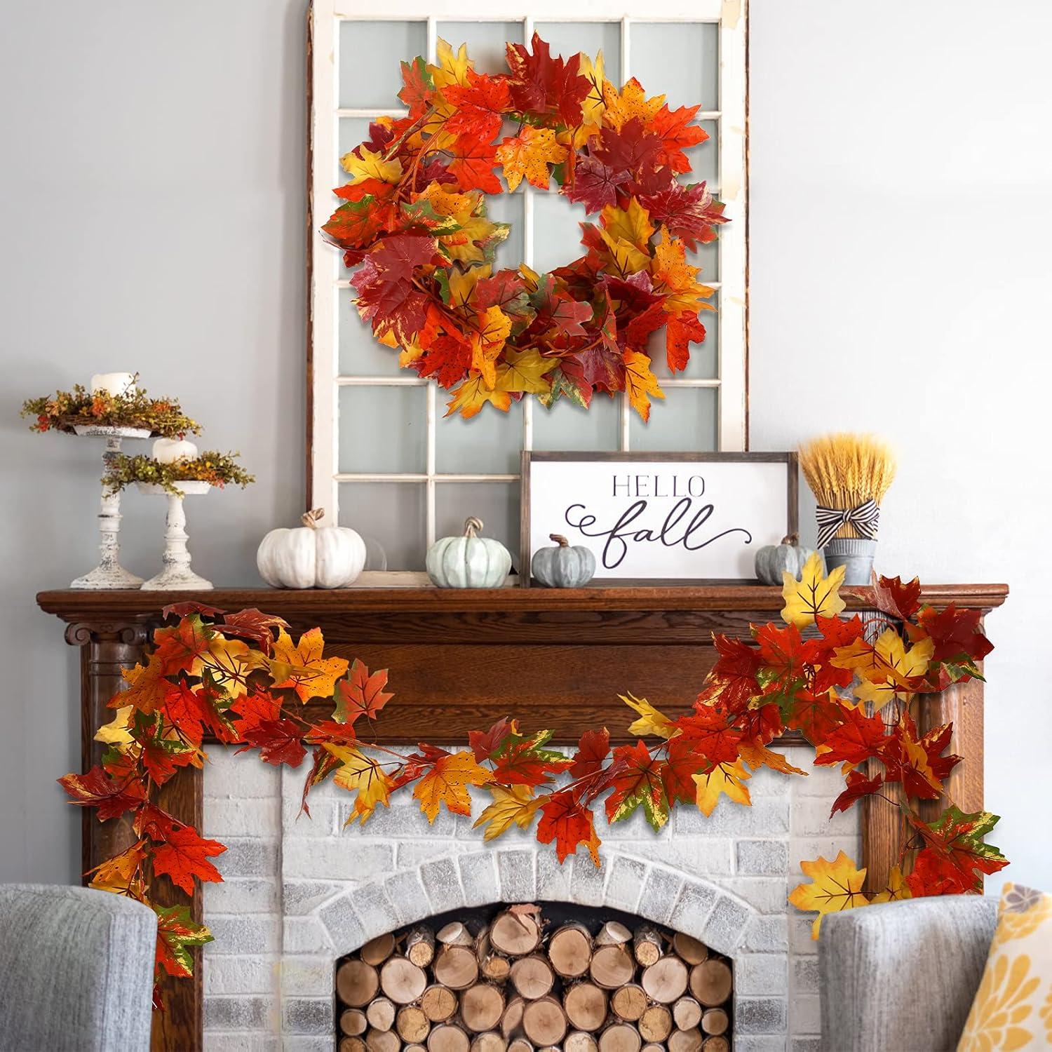 Herbst Deko Ahornblatt Girlande 2 Stück 1,7m Thanksgiving Halloween