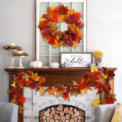 Herbst Deko Ahornblatt Girlande 2 Stück 1,7m Thanksgiving Halloween