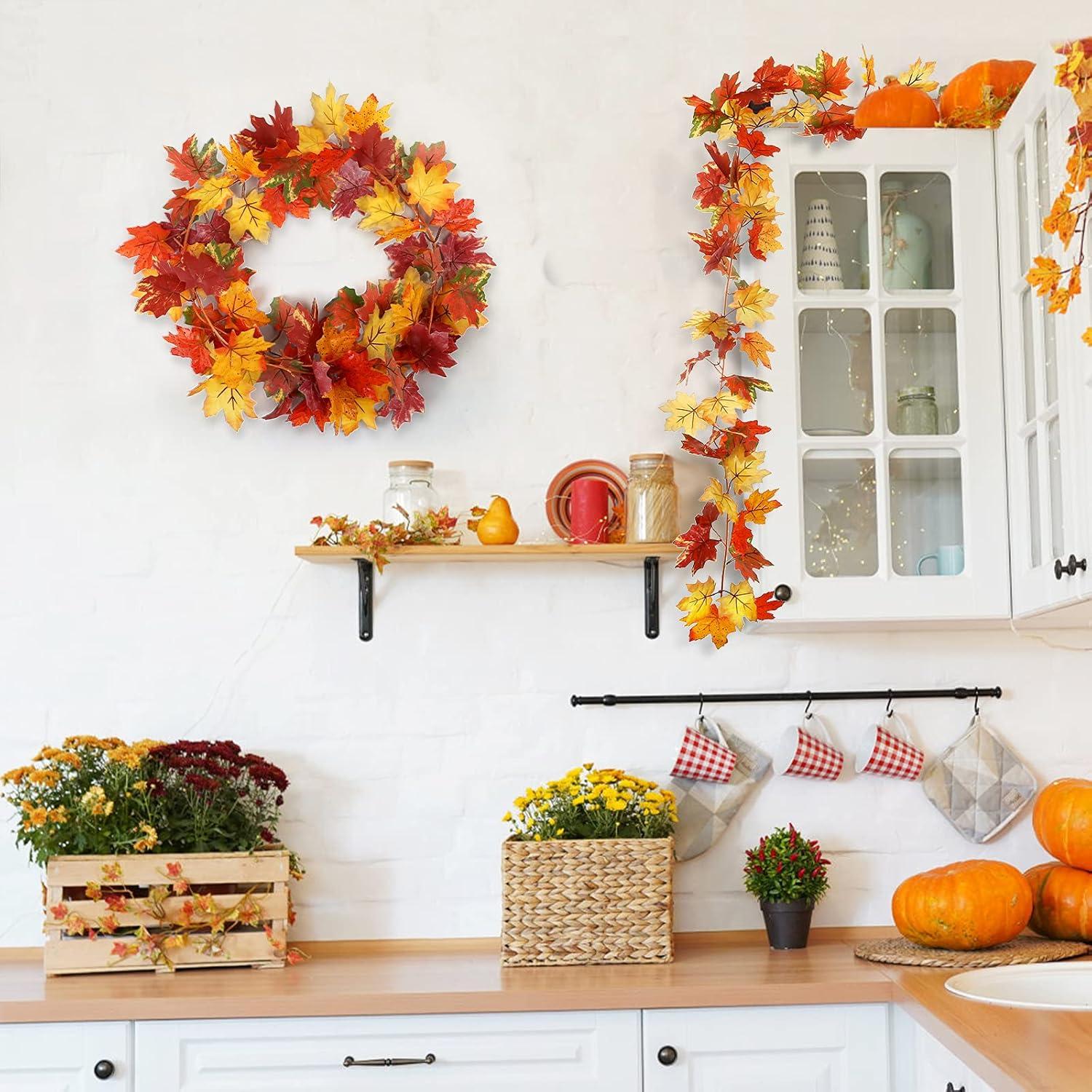 Herbst Deko Ahornblatt Girlande 2 Stück 1,7m Thanksgiving Halloween