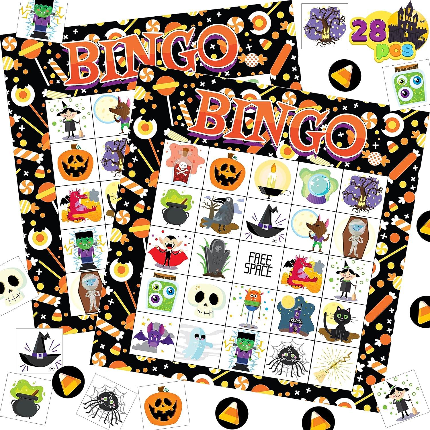 Halloween Bingo Kartenspiel für Schul und Familienaktivitäten