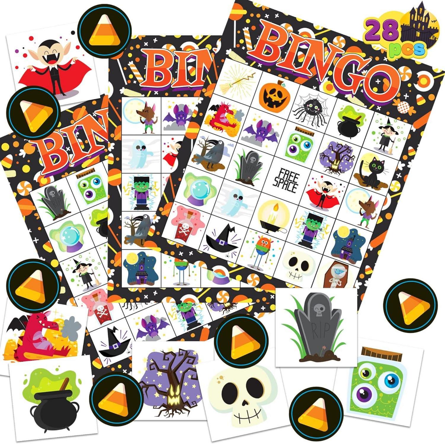 Halloween Bingo Spielkarte für Schul und Familienaktivitäten 28 Stück