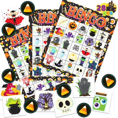 Halloween Bingo Spielkarte für Schul und Familienaktivitäten 28 Stück