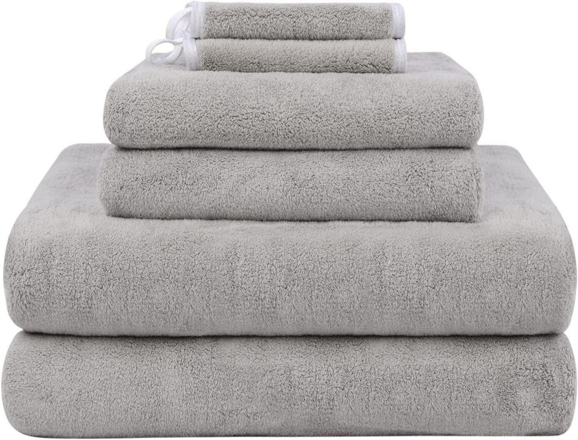 Handtuch-Set Premium Mikrofaser 6er Pack 100% saugstark Hellgrau