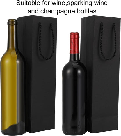Wein Geschenktüten 12er Pack Schwarz für Weihnachten, Hochzeit, Geburtstag