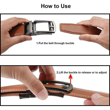 Ledergürtel Herren Automatik Schnalle Leder Gürtel 3.5 CM