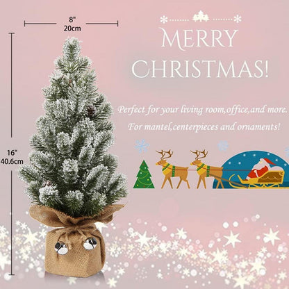 Mini Weihnachtsbaum mit Schnee bedeckt 40,6 cm Sackleinen