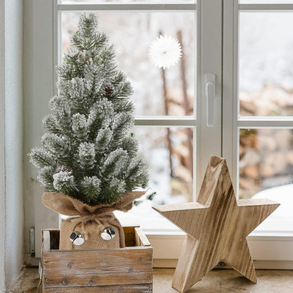 Oairse Mini Weihnachtsbaum 40,6 cm Kiefernzweige Schnee Sackleinen