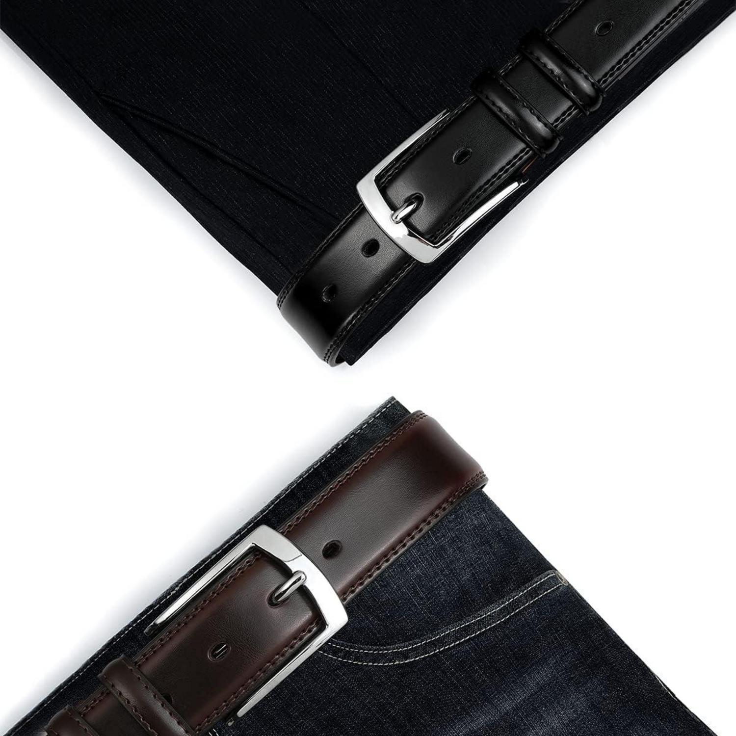 VRLEGEND Herren Ledergürtel 35mm Business Anzug Gürtel Geschenkbox Braun 160cm
