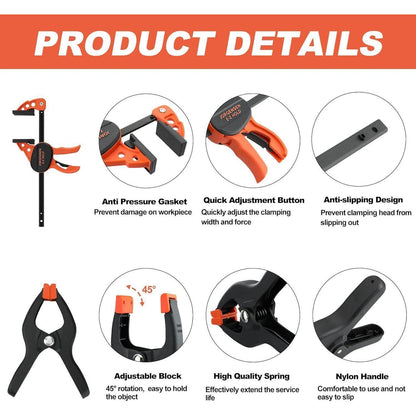 Profi Einhandzwinge und Federzwinge Set 6tlg. Holzklemmen