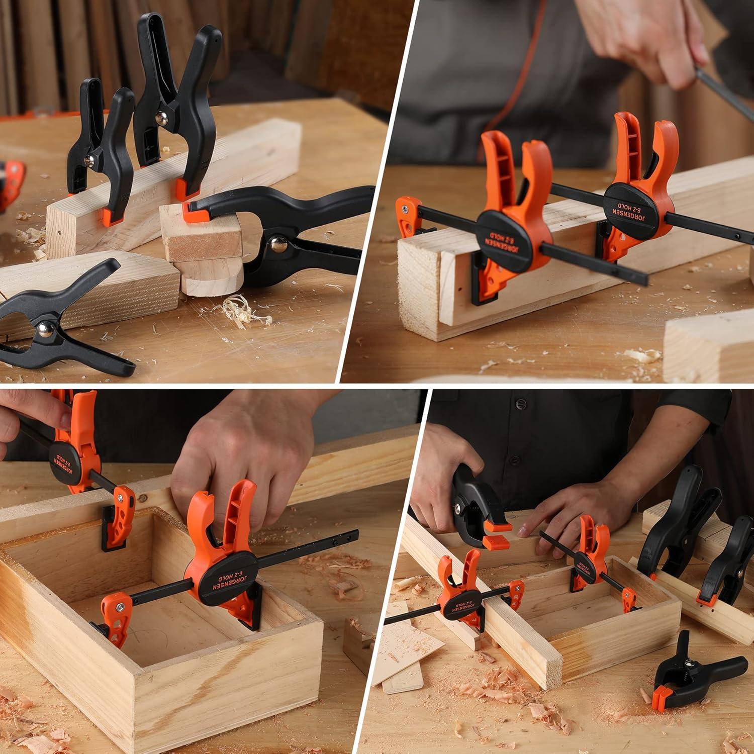 Einhand- und Federzwinge Set 6tlg. für Holzbearbeitung 103mm Spannweite
